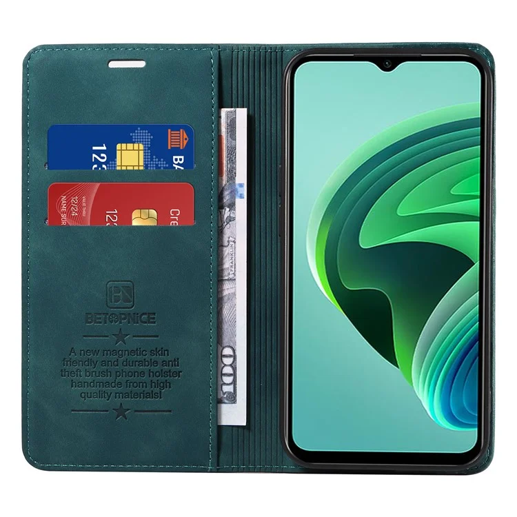 BETOPNICE 003 For Xiaomi Redmi 10 5G / Note 11E 5G / 10 Prime+ 5G / 11 Prime 5G Phone Flip Case Stand Leather RFID Blocking Wallet Cover - Green