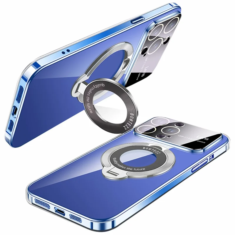 Compatible Con Una Caja de PC Dura Magsafe Para la Caja Del Teléfono de Electroplacas de 6.1 Pulgadas de Iphone 13 Pro de 6.1 Pulgadas Con Kickstand - Plateado Transparente