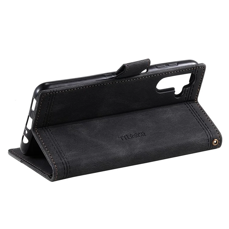 TTUDRCH Estilo 004 para Samsung Galaxy S23 FE Carcasa de cartera con muñequera de cuero sintético RFID Blocking Foldable Stand Cover - Negro