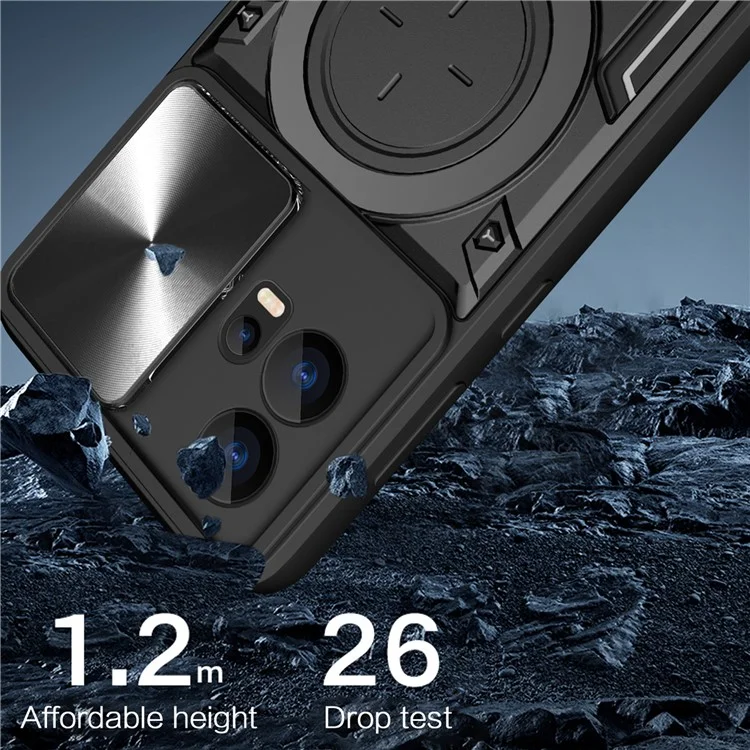 Für Motorola Edge 30 Fusion 5G / Moto S30 Pro 5G Telefonhülle Schiebe-Kameraverschluss PC+TPU-Hülle mit Ring-Ständer - Lila
