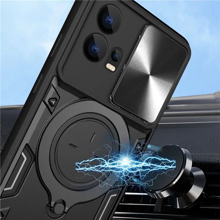 Für Motorola Edge 30 Fusion 5G / Moto S30 Pro 5G Telefonhülle Schiebe-Kameraverschluss PC+TPU-Hülle mit Ring-Ständer - Lila