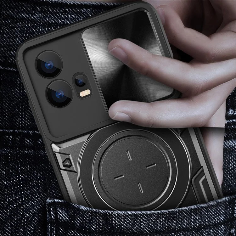 Für Motorola Edge 30 Fusion 5G / Moto S30 Pro 5G Telefonhülle Schiebe-Kameraverschluss PC+TPU-Hülle mit Ring-Ständer - Lila
