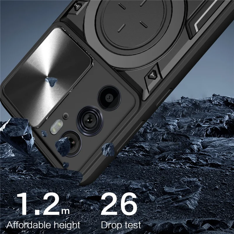 Для Motorola Edge 30 Pro (Motorola Edge+ (2022)) Слайдер Крышка камеры Кольцо Подставка PC+TPU Чехол для телефона - Фиолетовый