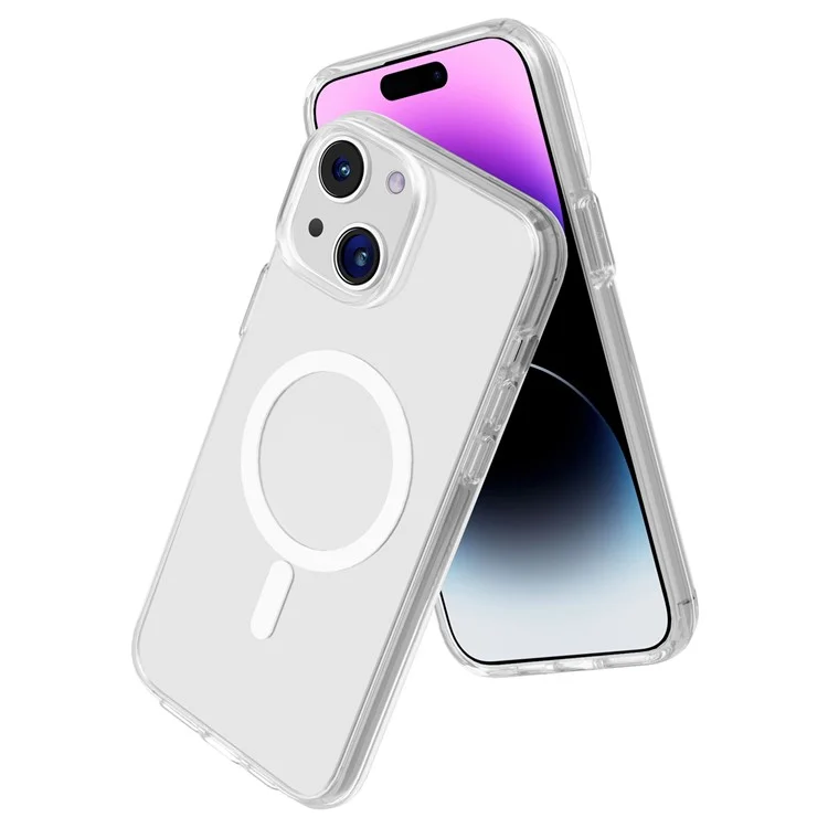 Clear Phone Case for iPhone 15 , Scratch Resistant PC + TPU Compatible with MagSafe Cover - Transparent