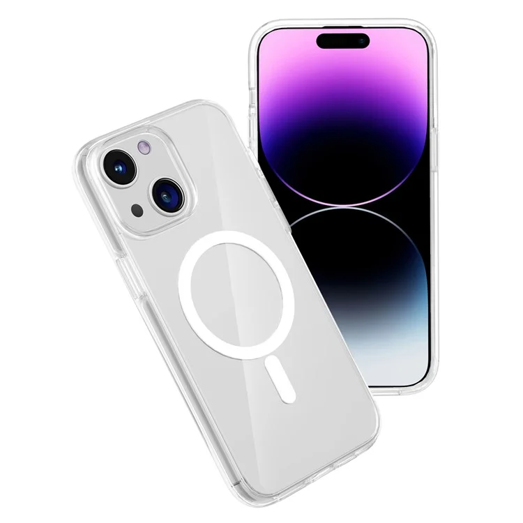 Clear Phone Case for iPhone 15 , Scratch Resistant PC + TPU Compatible with MagSafe Cover - Transparent