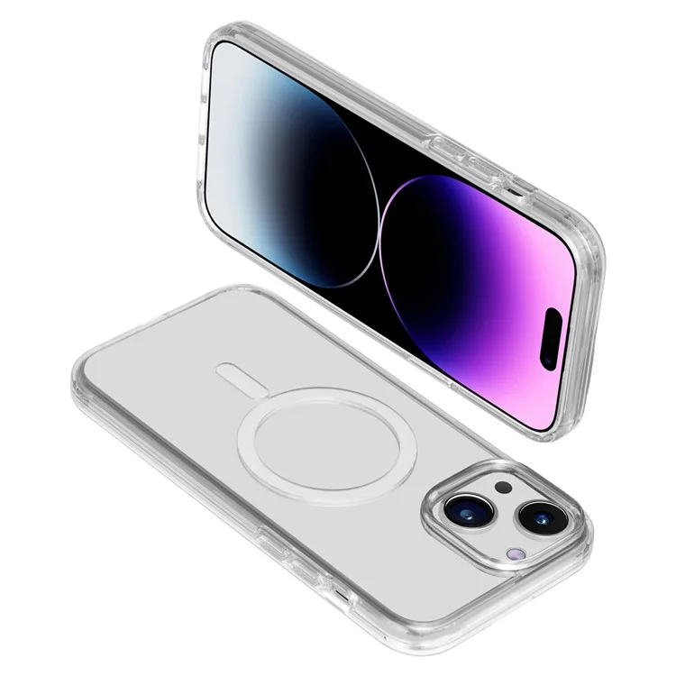 Clear Phone Case for iPhone 15 , Scratch Resistant PC + TPU Compatible with MagSafe Cover - Transparent