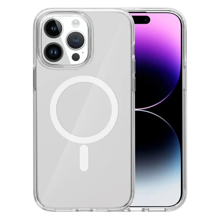 Clear Phone Case for iPhone 15 Pro , Compatible with MagSafe Fall Protection PC + TPU Magnetic Cover - Transparent