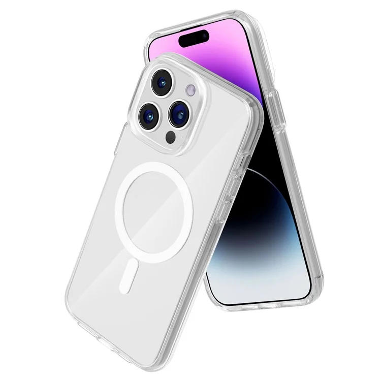 Clear Phone Case for iPhone 15 Pro , Compatible with MagSafe Fall Protection PC + TPU Magnetic Cover - Transparent