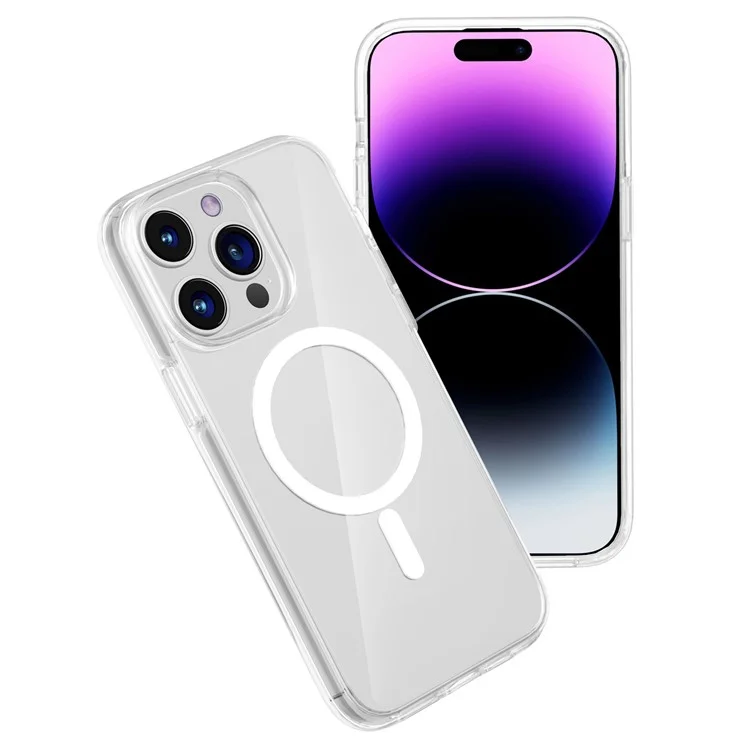 Clear Phone Case for iPhone 15 Pro , Compatible with MagSafe Fall Protection PC + TPU Magnetic Cover - Transparent