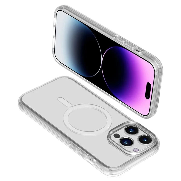 Clear Phone Case for iPhone 15 Pro , Compatible with MagSafe Fall Protection PC + TPU Magnetic Cover - Transparent