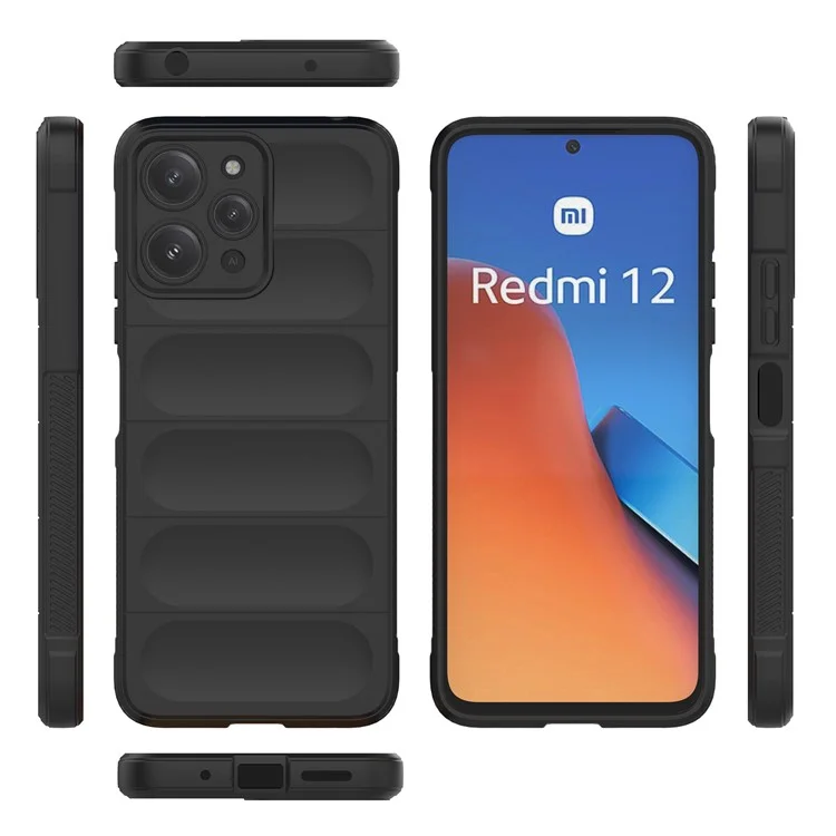 TPU Phone Case for Xiaomi Redmi 12 4G , Rugged Back Dropproof Cover - Black