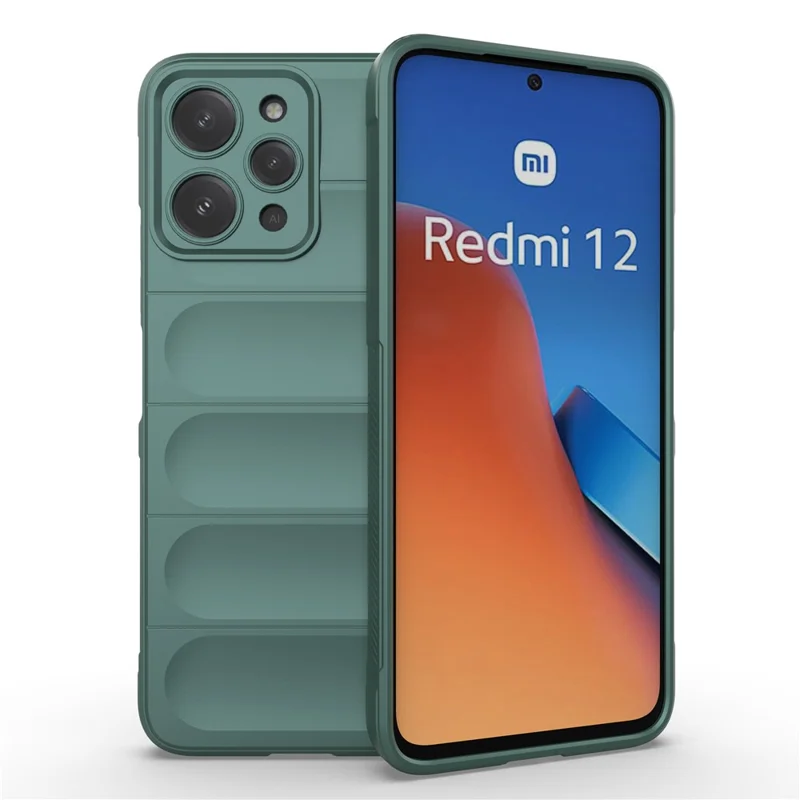 Coque de téléphone en TPU pour Xiaomi Redmi 12 4G, Coque arrière robuste anti-chutes - Vert