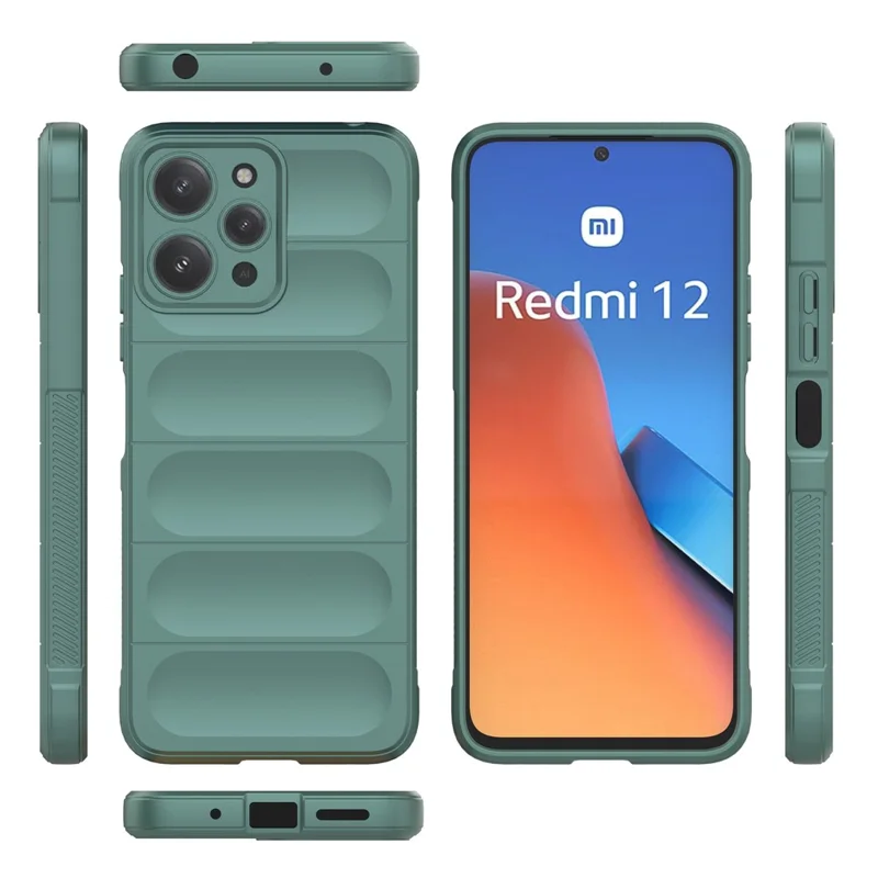Coque de téléphone en TPU pour Xiaomi Redmi 12 4G, Coque arrière robuste anti-chutes - Vert