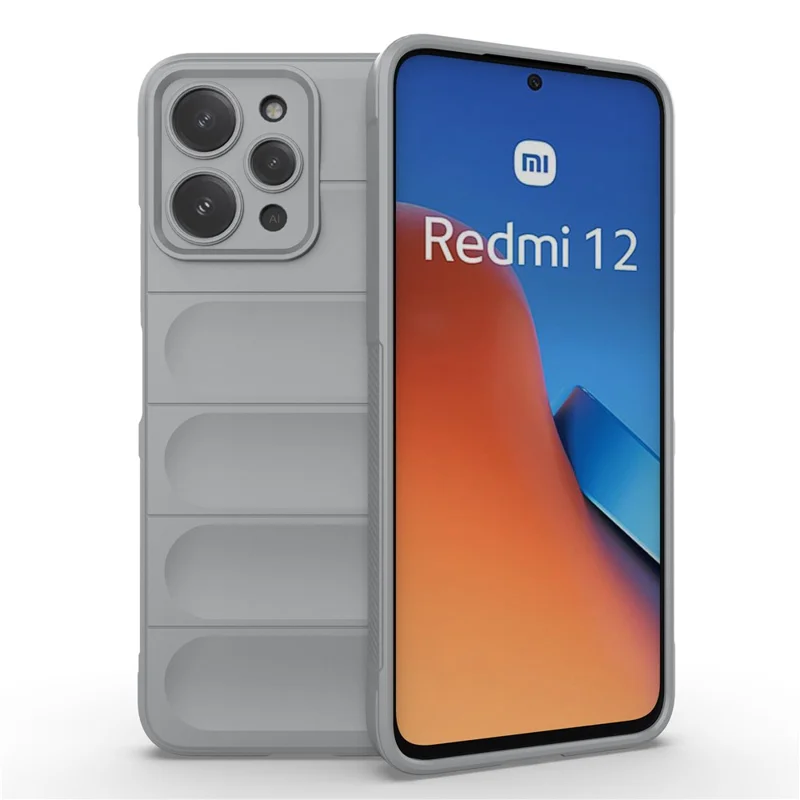 Coque de téléphone en TPU pour Xiaomi Redmi 12 4G, coque arrière robuste anti-chocs - Gris clair