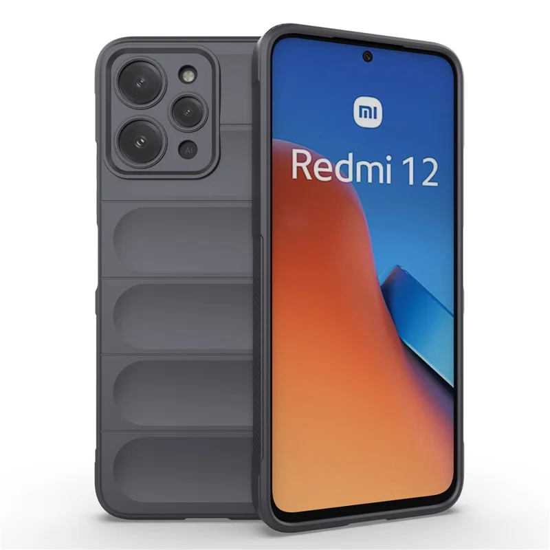TPU Phone Case for Xiaomi Redmi 12 4G , Rugged Back Dropproof Cover - Dark Grey