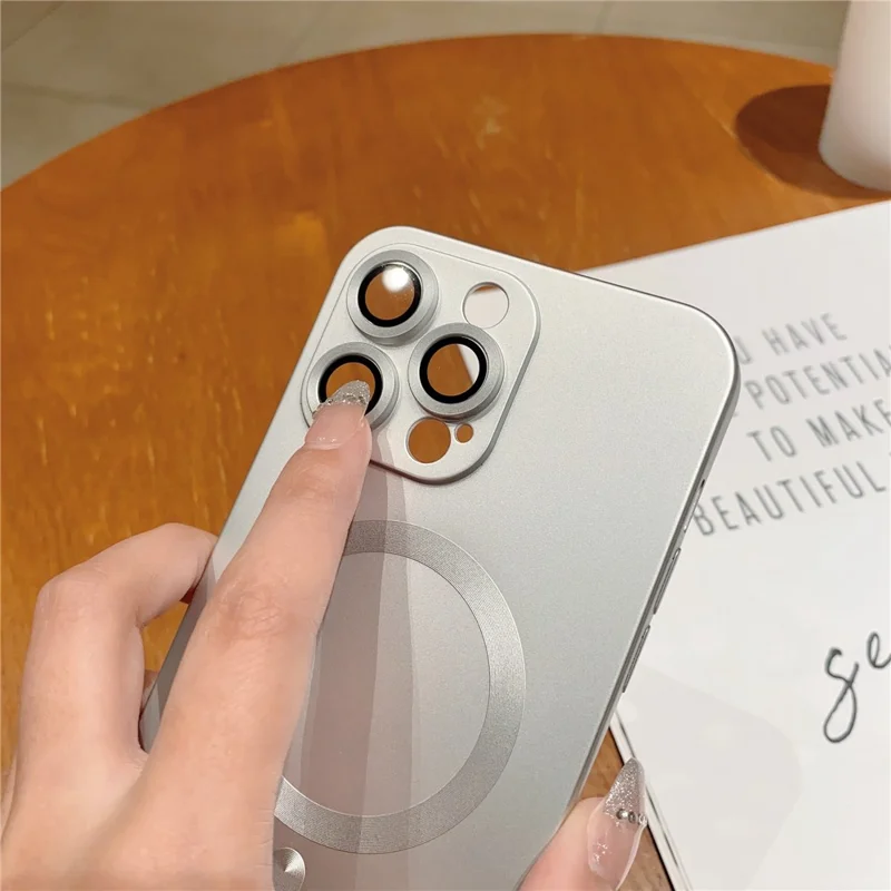 For iPhone 14 Pro Max TPU Rubberized Case Compatible with MagSafe Magnetic Phone Cover with Lens Film - Black