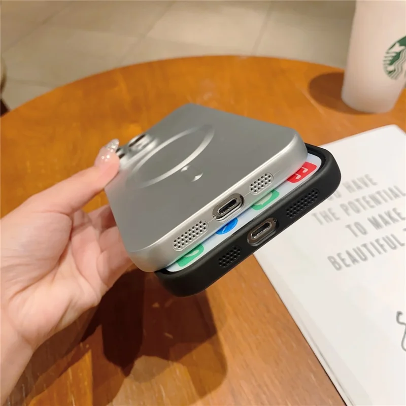 For iPhone 14 Pro Max TPU Rubberized Case Compatible with MagSafe Magnetic Phone Cover with Lens Film - Black