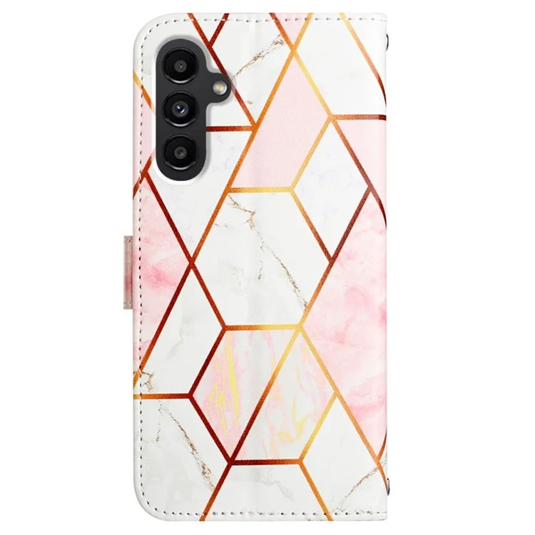 YB Pattern Printing Leather Series-5 pour Samsung Galaxy S23 FE Flip Wallet Leather Case Phone Stand Cover - Rose+Blanc LS002