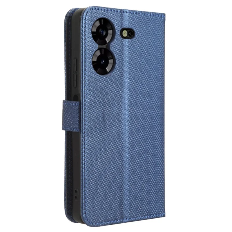 Для TECNO Pova 5 4G / LH7N Чехол для мобильного телефона Бумажник Алмазная текстура Чехол из искусственной кожи со стендом Против царапин - Синий