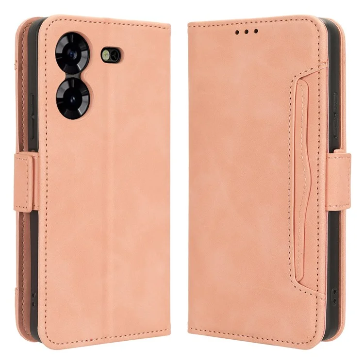 Per TECNO Pova 5 4G LH7N Custodia in pelle PU con supporto per portafoglio e vari scomparti per carte - Rosa
