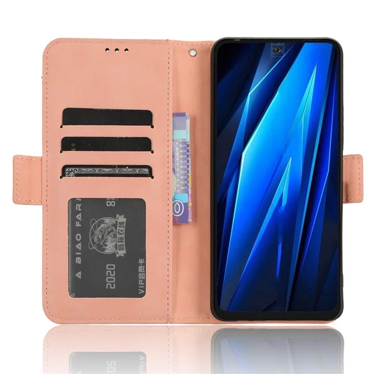 Per TECNO Pova 5 4G LH7N Custodia in pelle PU con supporto per portafoglio e vari scomparti per carte - Rosa