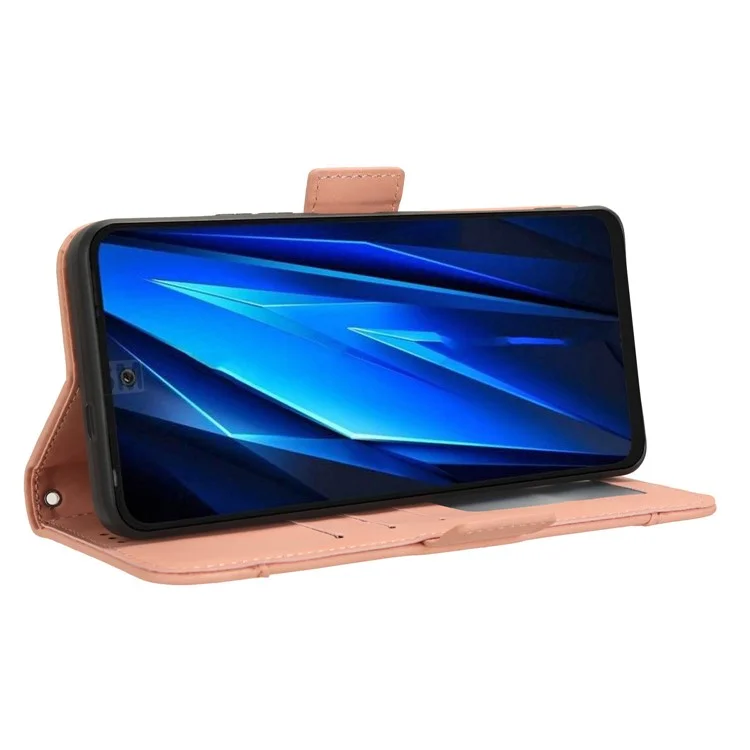 Per TECNO Pova 5 4G LH7N Custodia in pelle PU con supporto per portafoglio e vari scomparti per carte - Rosa