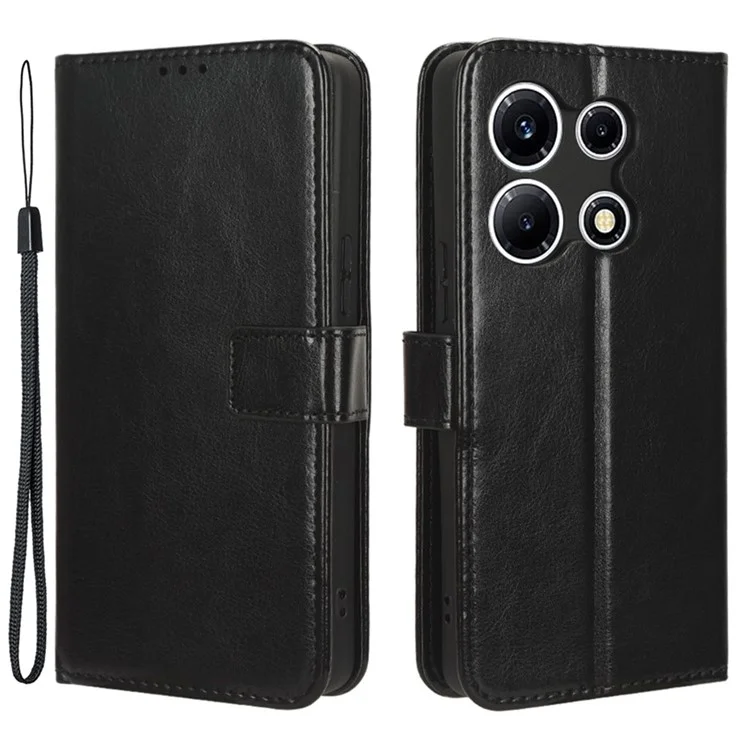 Per Infinix Note 30 VIP 5G X6710 Crazy Horse Texture Phone Stand Case PU Leather Wallet Cover - Nero