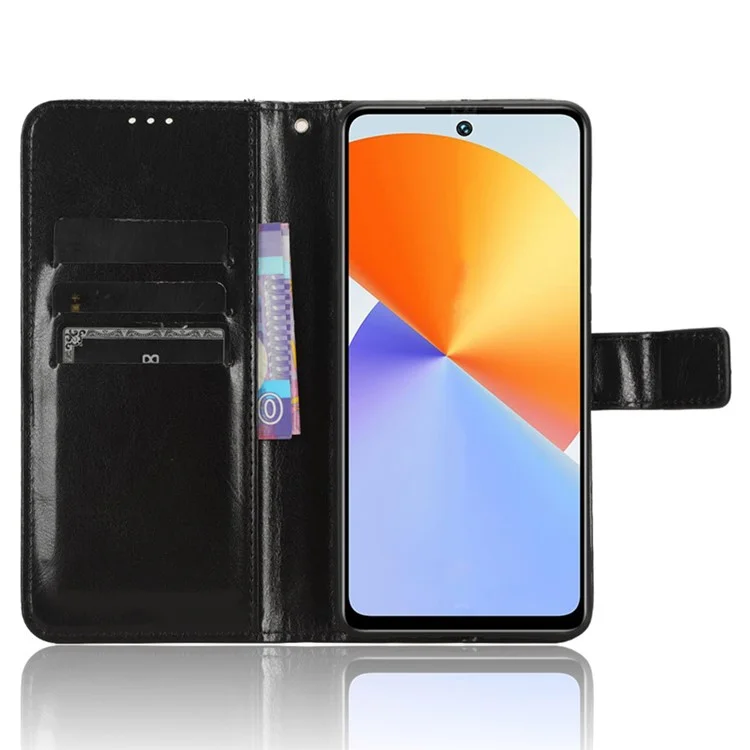 Per Infinix Note 30 VIP 5G X6710 Crazy Horse Texture Phone Stand Case PU Leather Wallet Cover - Nero