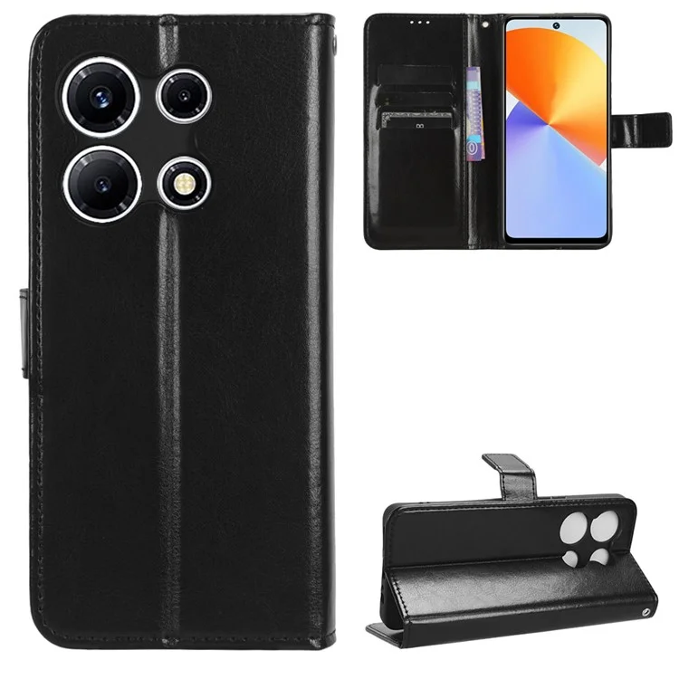 Per Infinix Note 30 VIP 5G X6710 Crazy Horse Texture Phone Stand Case PU Leather Wallet Cover - Nero