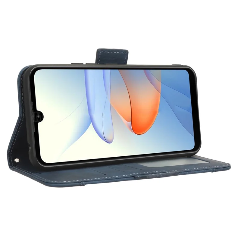 For ZTE Blade L220 Multiple Card Slots PU Leather Case Phone Wallet Stand Dustproof Cover - Blue