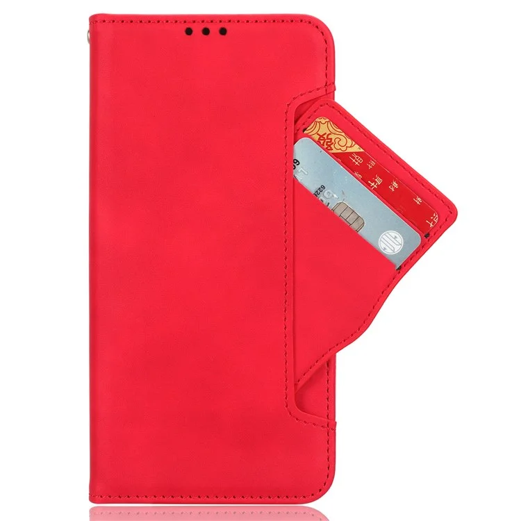 For ZTE Blade L220 Multiple Card Slots PU Leather Case Phone Wallet Stand Dustproof Cover - Red