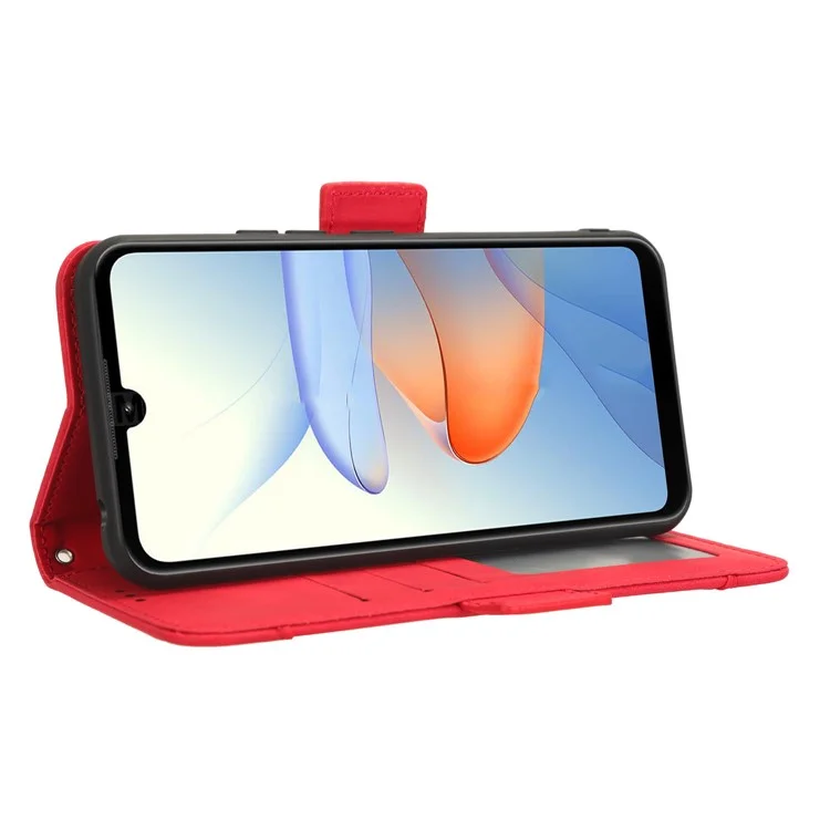 For ZTE Blade L220 Multiple Card Slots PU Leather Case Phone Wallet Stand Dustproof Cover - Red