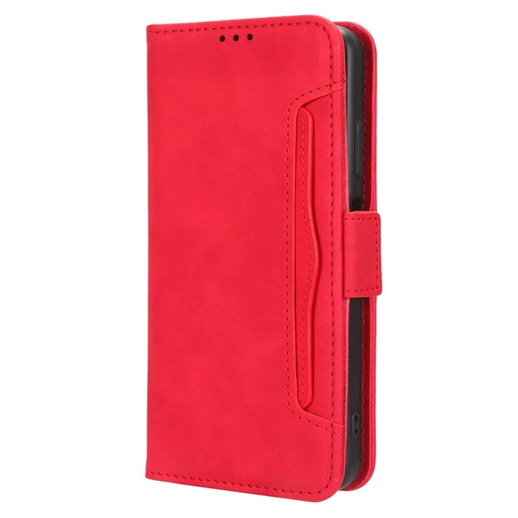 For ZTE Blade L220 Multiple Card Slots PU Leather Case Phone Wallet Stand Dustproof Cover - Red