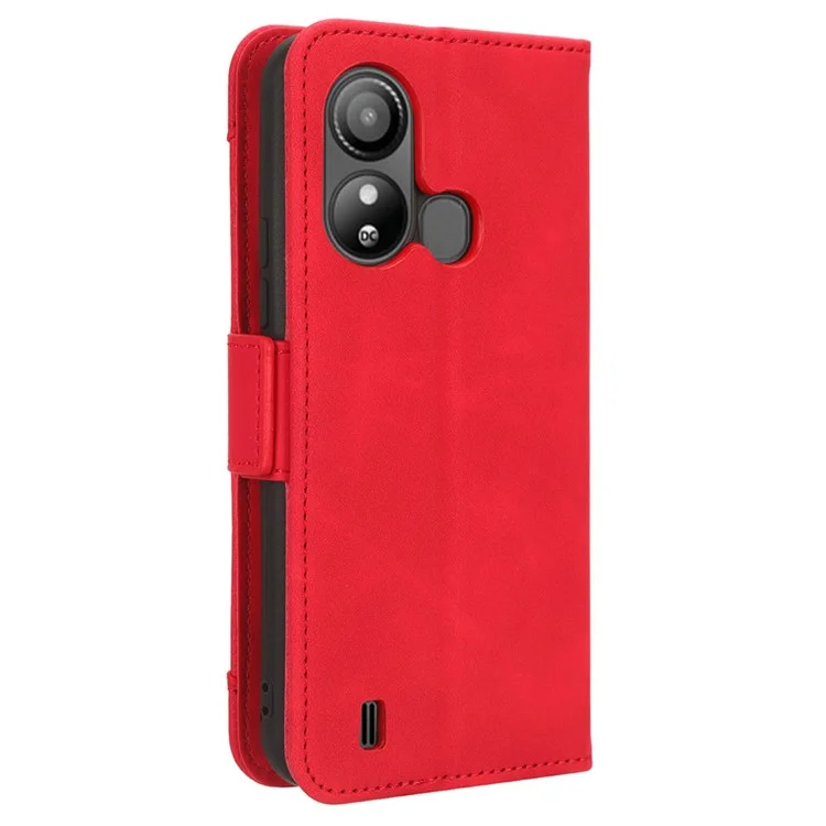 For ZTE Blade L220 Multiple Card Slots PU Leather Case Phone Wallet Stand Dustproof Cover - Red