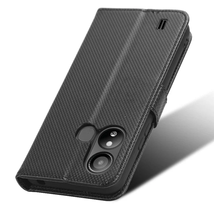 Para ZTE Blade L220 Diamond Texture PU Leather Stand Case Anti-Scratch Wallet Dustproof Cell Phone Cover - Negro