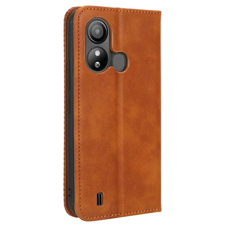 Retro Phone Case für ZTE Blade L220, PU-Leder-Cover, Ständer, magnetischer Verschluss, Retro-Geldbörsen-Schale - Braun