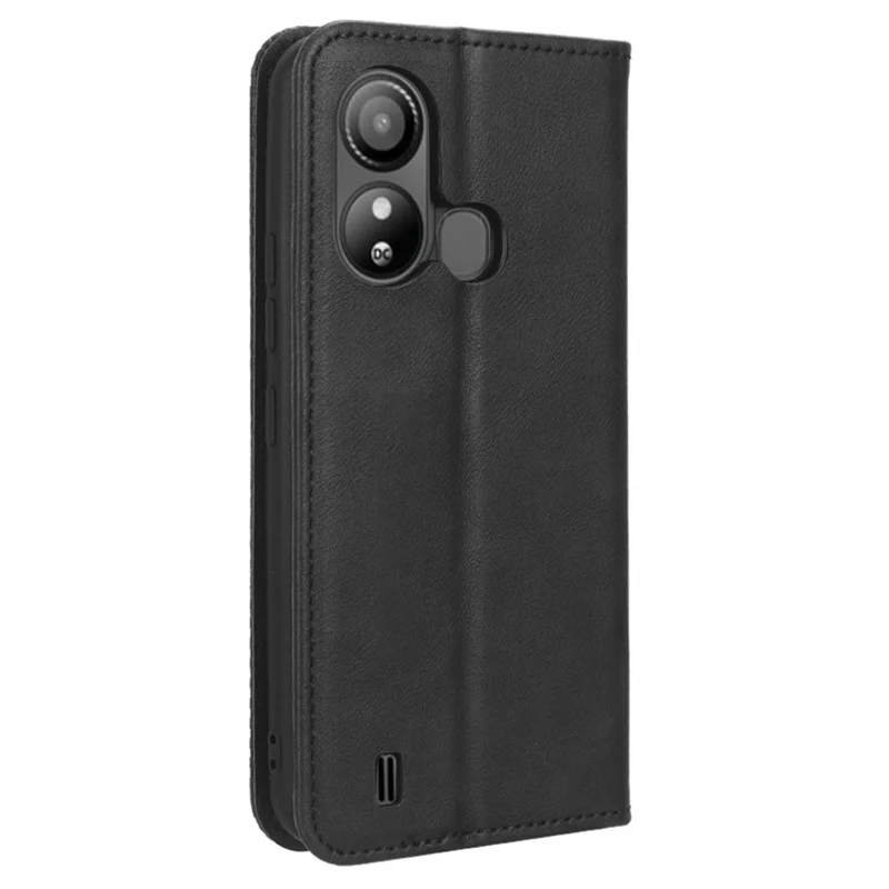 Retro Phone Case for ZTE Blade L220 , PU Leather Cover Stand Magnetic Closing Retro Wallet Shell - Black