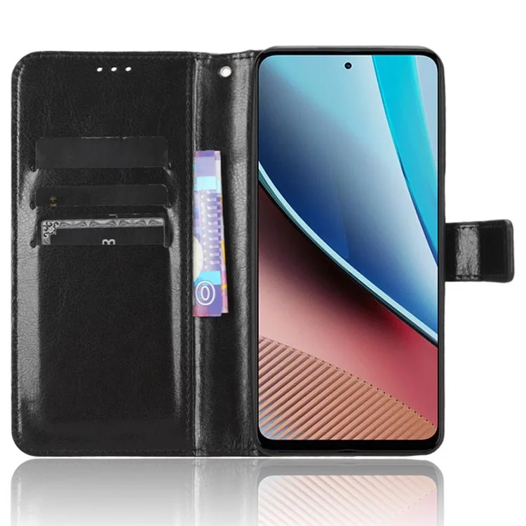 For Motorola Moto G Stylus 5G (2023) Phone Stand Case Crazy Horse Texture Leather Wallet Cell Phone Cover - Black