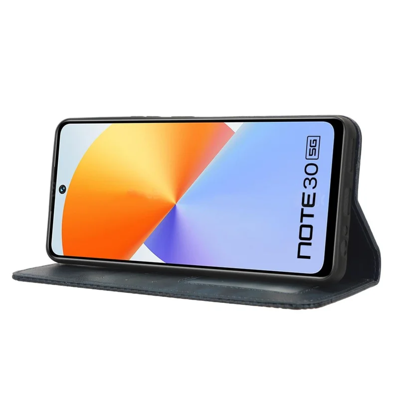 För Infinix Note 30 4G / X6833B / X6716B Magnetisk stängnings mobilskal Retro PU-läderskal med ställfot och plånbok - Blå