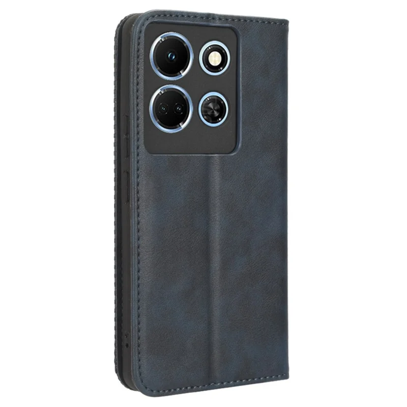 För Infinix Note 30 4G / X6833B / X6716B Magnetisk stängnings mobilskal Retro PU-läderskal med ställfot och plånbok - Blå