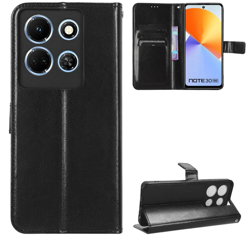 Per Infinix Note 30 4G X6833B / X6716B Crazy Horse Texture Stand Case Leather Wallet Phone Cover - Nero