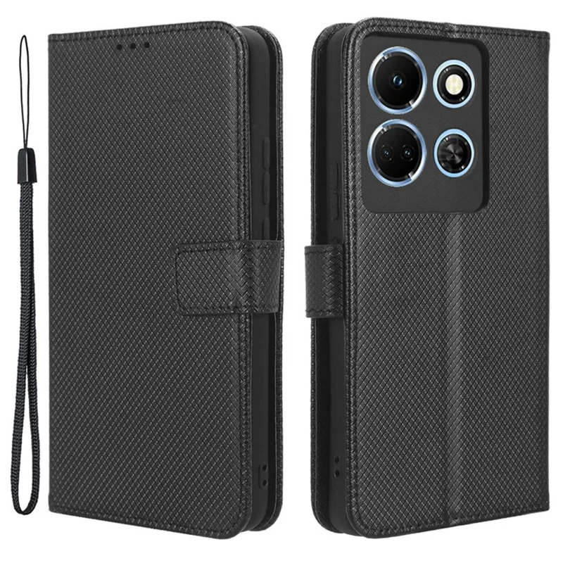 Für Infinix Note 30 4G / X6833B / X6716B Wallet Shockproof Phone Case Diamond Texture PU Leder Stand Cover - Schwarz
