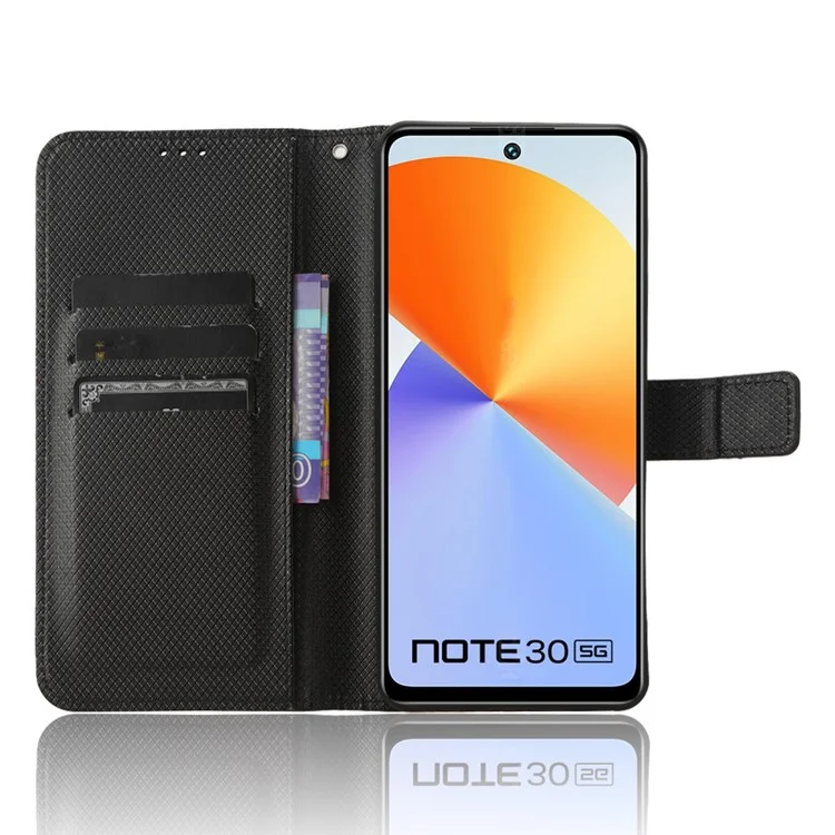 Für Infinix Note 30 4G / X6833B / X6716B Wallet Shockproof Phone Case Diamond Texture PU Leder Stand Cover - Schwarz