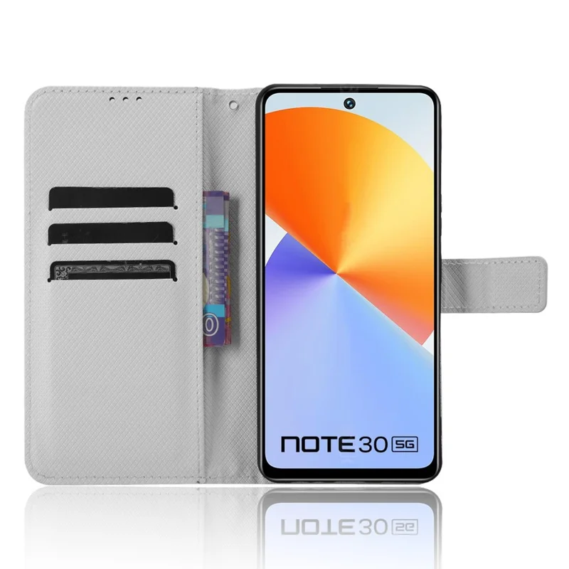 For Infinix Note 30 4G / X6833B / X6716B Wallet Shockproof Phone Case Diamond Texture PU Leather Stand Cover - White