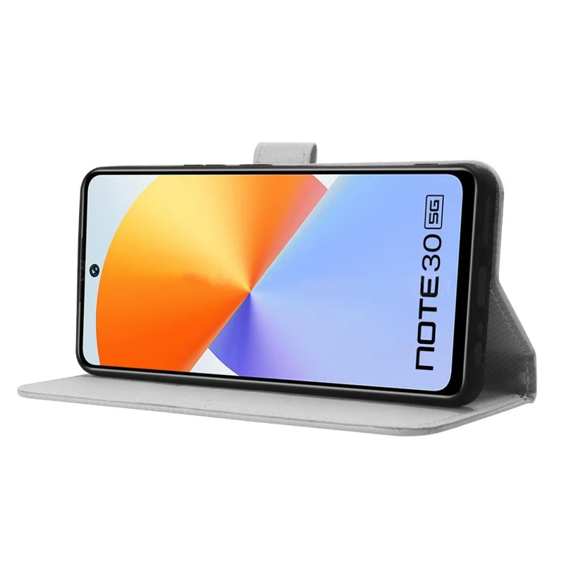 For Infinix Note 30 4G / X6833B / X6716B Wallet Shockproof Phone Case Diamond Texture PU Leather Stand Cover - White