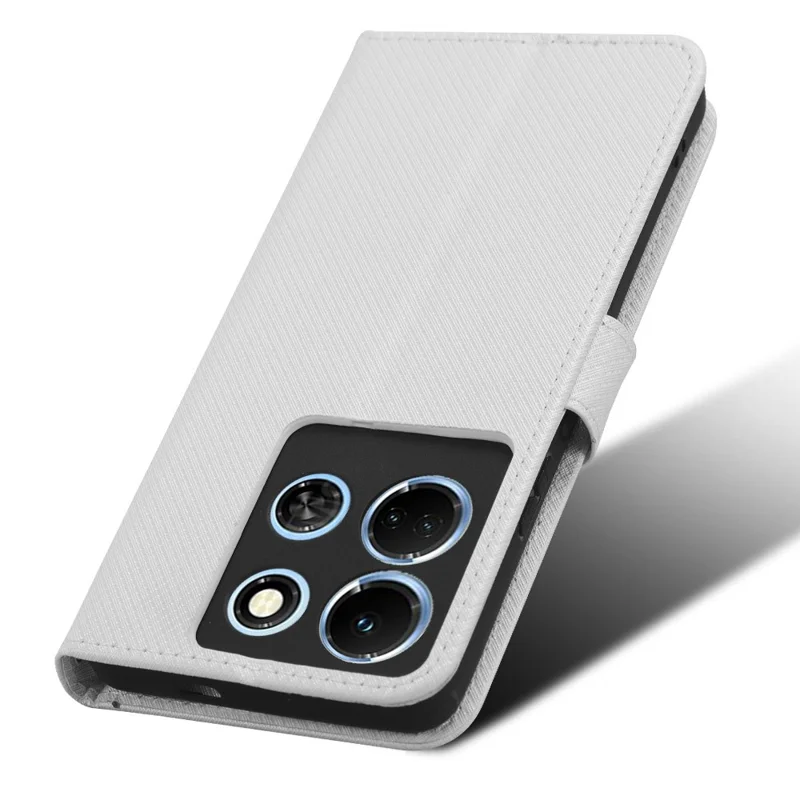For Infinix Note 30 4G / X6833B / X6716B Wallet Shockproof Phone Case Diamond Texture PU Leather Stand Cover - White