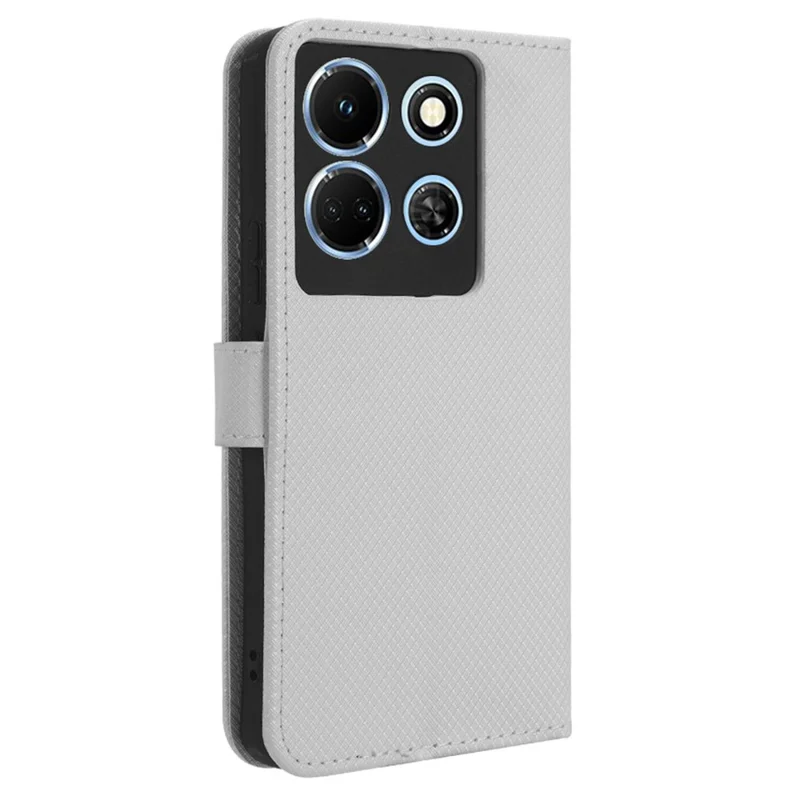 For Infinix Note 30 4G / X6833B / X6716B Wallet Shockproof Phone Case Diamond Texture PU Leather Stand Cover - White