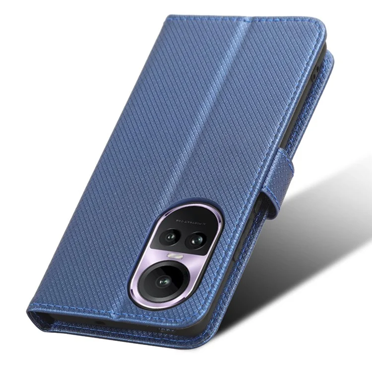 Für Oppo Reno10 5G CPH2531 (Global) / Reno10 Pro 5G CPH2525 (Global) Leder-Wallet-Handyhülle mit Diamanttextur und Ständer - Blau