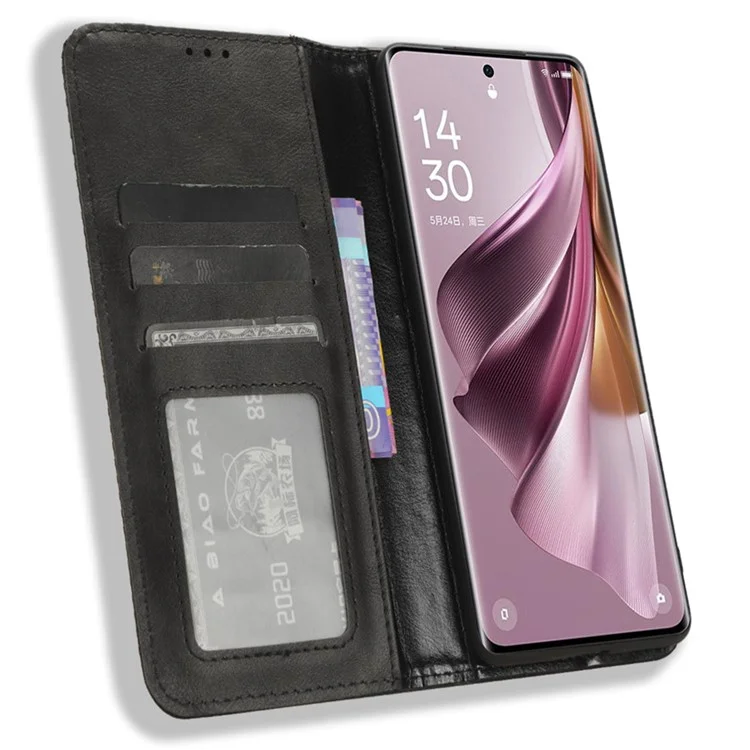 Чехол-книжка из искусственной кожи для Oppo Reno10 5G CPH2531 (глобальная версия) / Reno10 Pro 5G CPH2525 (глобальная версия) - черный