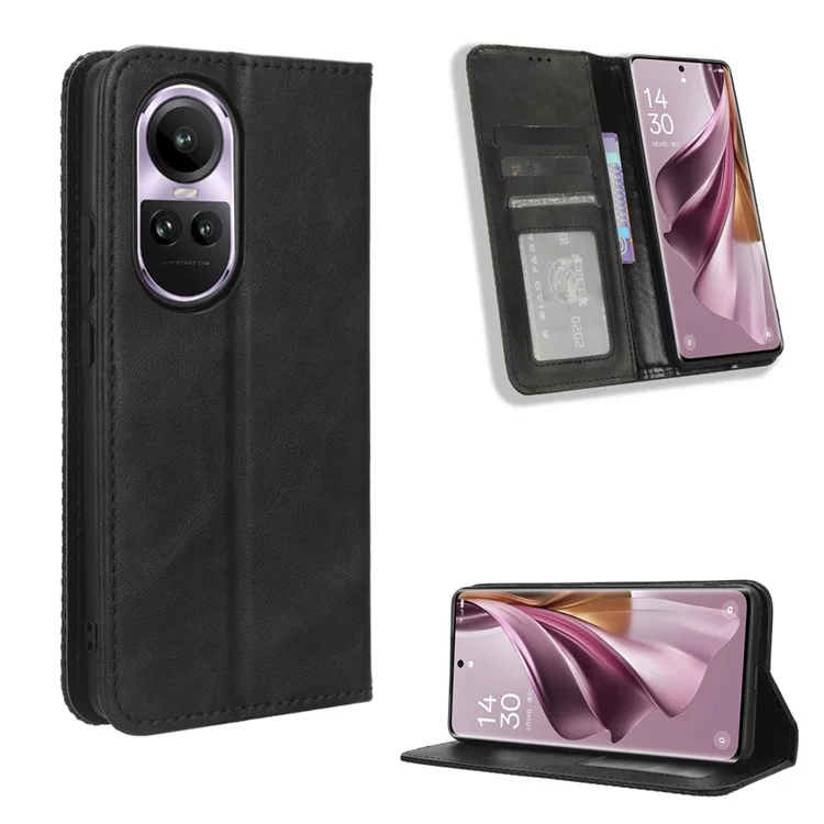 Чехол-книжка из искусственной кожи для Oppo Reno10 5G CPH2531 (глобальная версия) / Reno10 Pro 5G CPH2525 (глобальная версия) - черный
